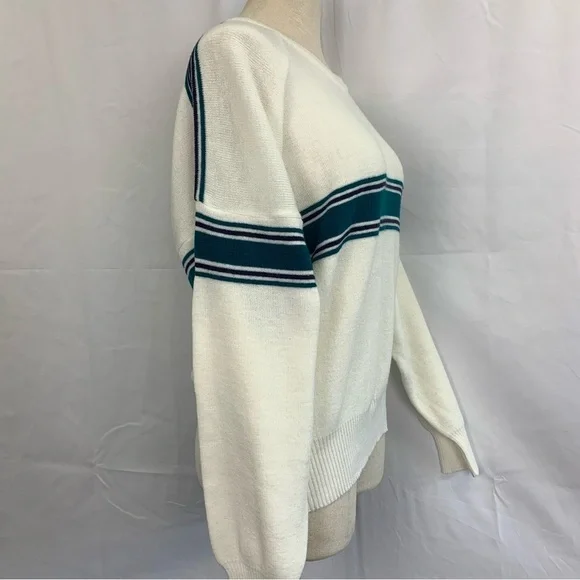 ‼️SALE‼️ 2/$25 Vintage Crew Neck Sweater with Green and Purple Stripes - Picture 4 of 9